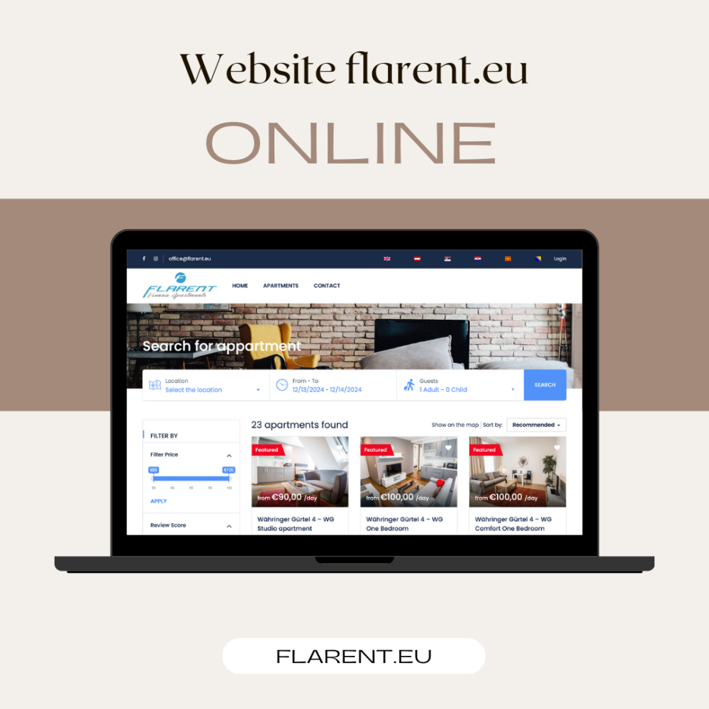 Izrada web sajta za Flarent.eu – Platforma za iznajmljivanje apartmana u Beču